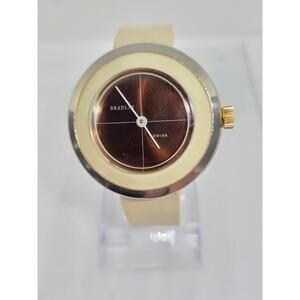 Vintage Bradley Cream/Brown Mechanical Watch. 42mm case.